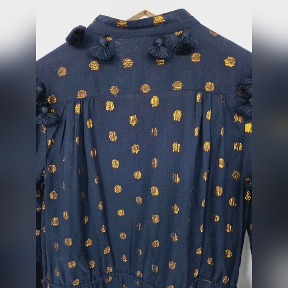 Tuckernuck Figue Emma Blue Gold Polka Dot Cotton Dress Size Small - Picture 11 of 13